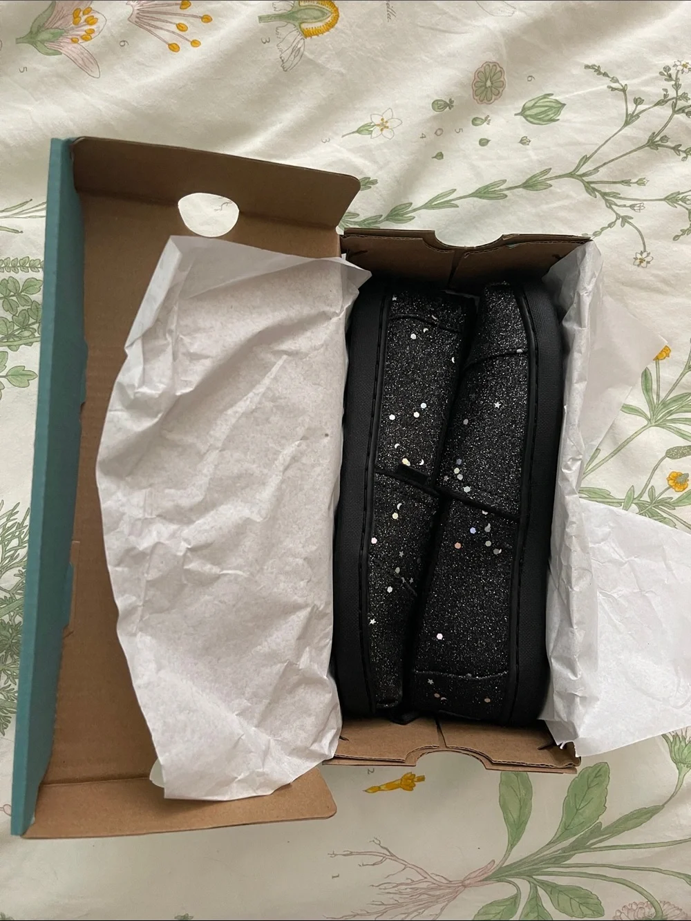 Toms Black Glitter Slip-On Sneakers